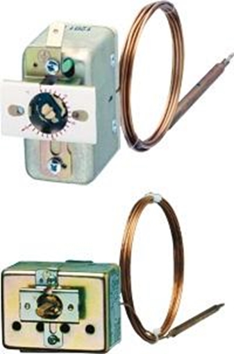 Picture of Jumo EM-5 Thermostat with Lock-out Relay and Reset, Model 60/60000929 0-200 Deg C, 1000mm Capilary