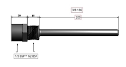 Picture of OneTemp Fabricated Thermowell Male/Female fitting, 1/2" BSP Thread